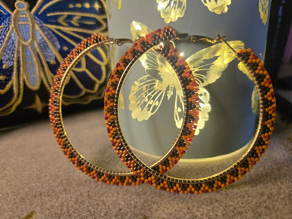 Fall Beaded Hoops