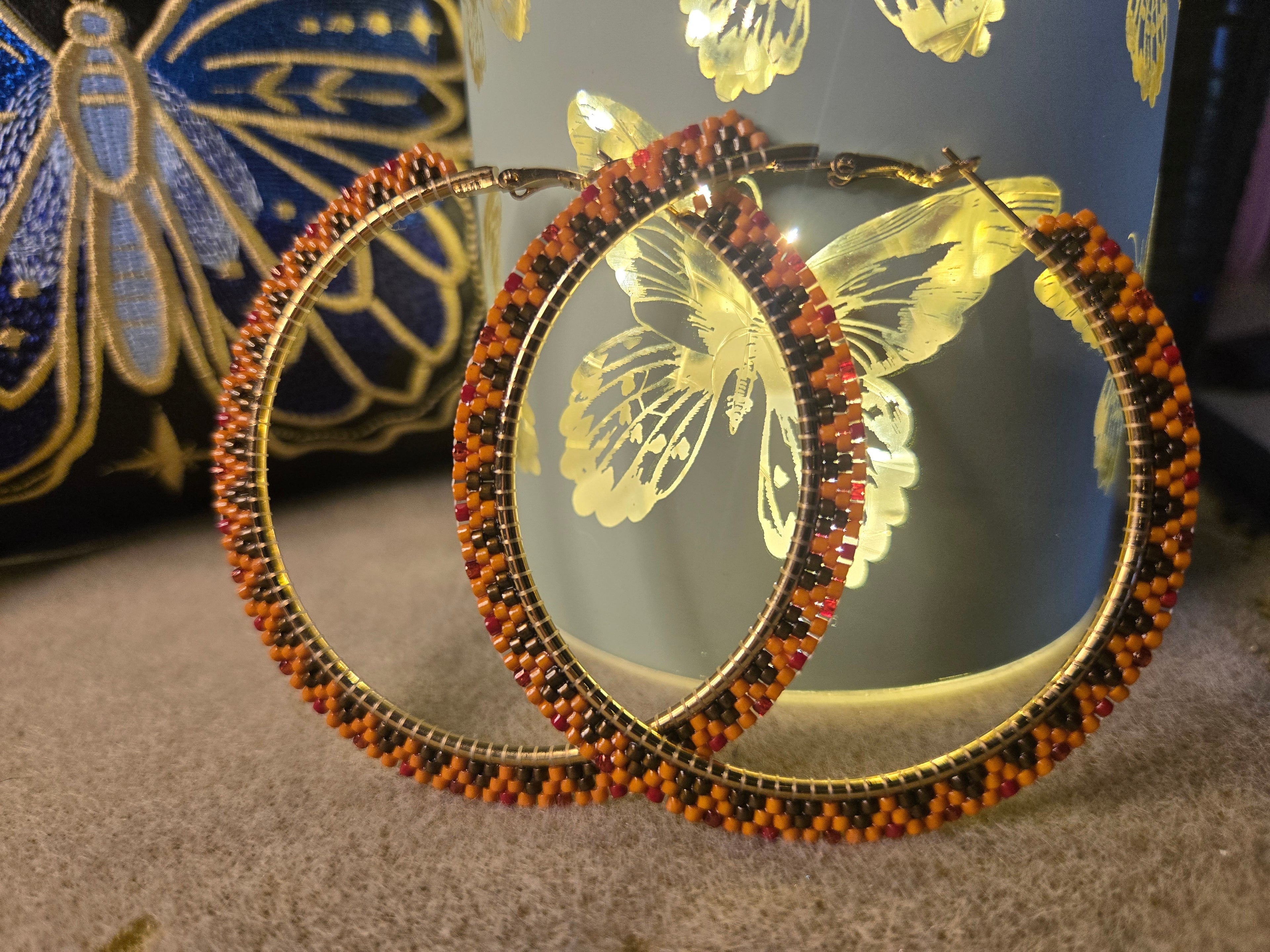 Fall Beaded Hoops